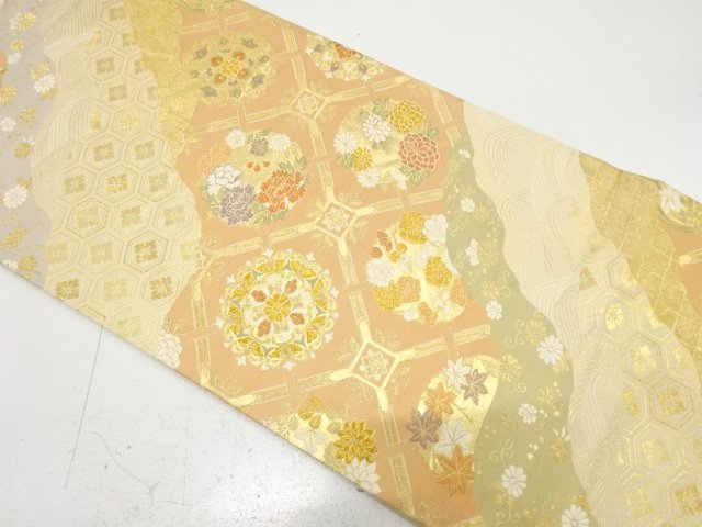 道長取りに花蜀江・古典柄織り出し　袋帯
